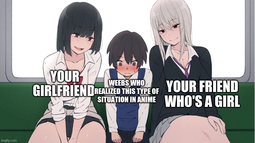 Ara Ara | YOUR GIRLFRIEND; YOUR FRIEND WHO'S A GIRL; WEEBS WHO REALIZED THIS TYPE OF SITUATION IN ANIME | image tagged in ara ara | made w/ Imgflip meme maker