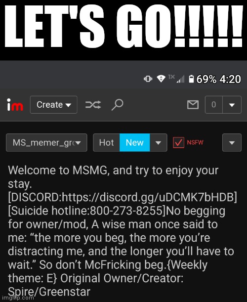 69% at 4:20 | LET'S GO!!!!! | made w/ Imgflip meme maker