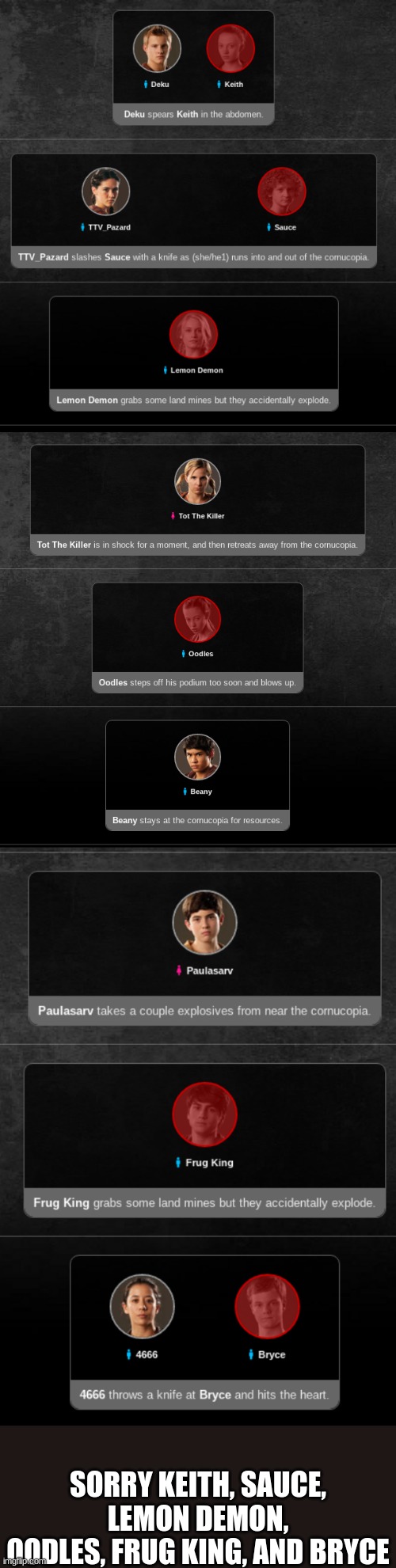 SORRY KEITH, SAUCE, LEMON DEMON, OODLES, FRUG KING, AND BRYCE | made w/ Imgflip meme maker