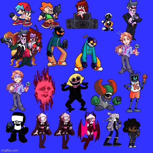 All Character's In Fnf (20 Of Them) | image tagged in memes,blank transparent square | made w/ Imgflip meme maker