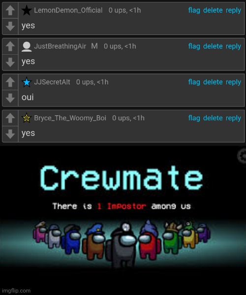 image tagged in there is 1 imposter among us | made w/ Imgflip meme maker