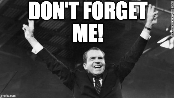 Nixon | DON'T FORGET
ME! | image tagged in nixon | made w/ Imgflip meme maker