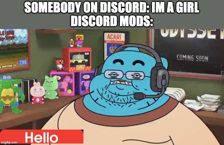 discord moderator | SOMEBODY ON DISCORD: IM A GIRL
DISCORD MODS: | image tagged in discord moderator | made w/ Imgflip meme maker