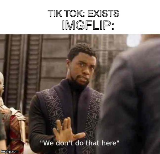 we dont do that here | IMGFLIP:; TIK TOK: EXISTS | image tagged in we dont do that here | made w/ Imgflip meme maker