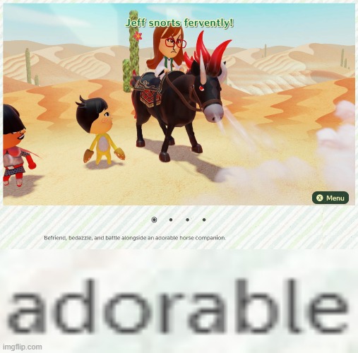 "Adorable" horse. | image tagged in nintendo,mii | made w/ Imgflip meme maker