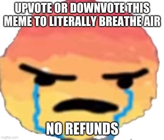UrJustJealous | UPVOTE OR DOWNVOTE THIS MEME TO LITERALLY BREATHE AIR; NO REFUNDS | image tagged in urjustjealous | made w/ Imgflip meme maker