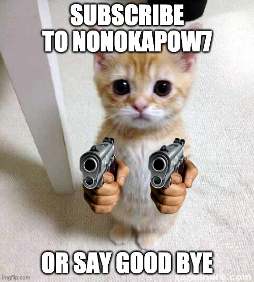 sub | SUBSCRIBE TO NONOKAPOW7; OR SAY GOOD BYE | image tagged in memes,cute cat | made w/ Imgflip meme maker