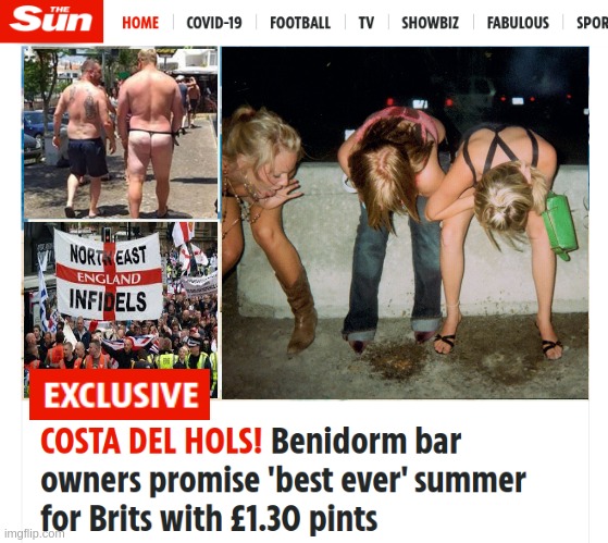 The End of the British Empire | image tagged in benidorm,spain | made w/ Imgflip meme maker
