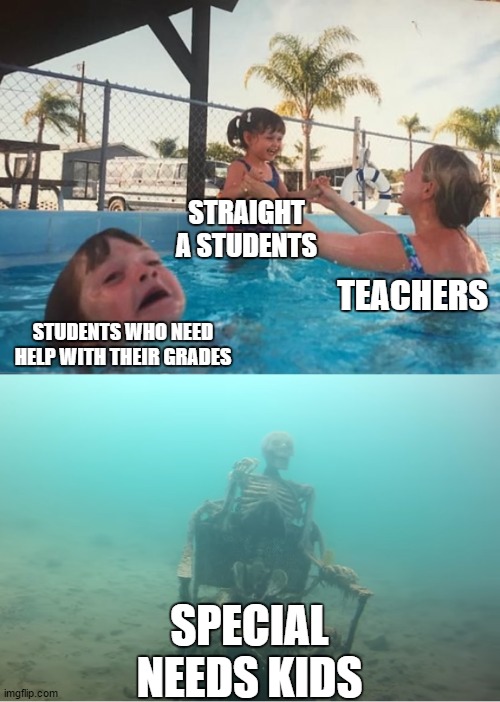 Swimming Pool Kids | STRAIGHT A STUDENTS; TEACHERS; STUDENTS WHO NEED HELP WITH THEIR GRADES; SPECIAL NEEDS KIDS | image tagged in swimming pool kids | made w/ Imgflip meme maker