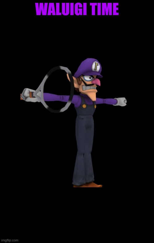 Image Title | WALUIGI TIME | image tagged in t pose waluigi | made w/ Imgflip meme maker