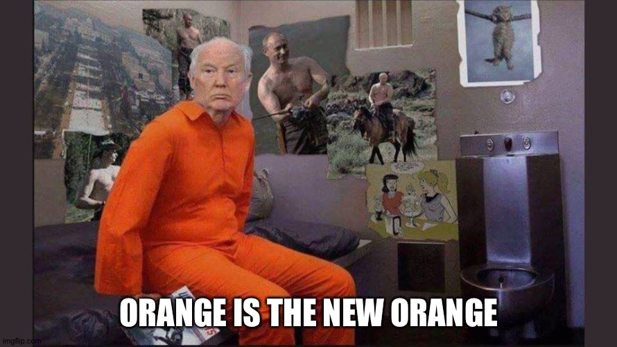 A different shade of orange | ORANGE IS THE NEW ORANGE | image tagged in trump jail cell | made w/ Imgflip meme maker