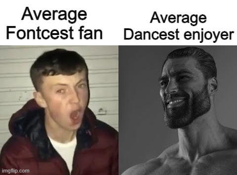 H | Average Dancest enjoyer; Average Fontcest fan | image tagged in average enjoyer meme | made w/ Imgflip meme maker