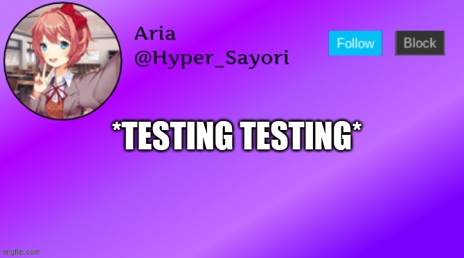Lily made this temp for meh | *TESTING TESTING* | image tagged in announcement temp | made w/ Imgflip meme maker