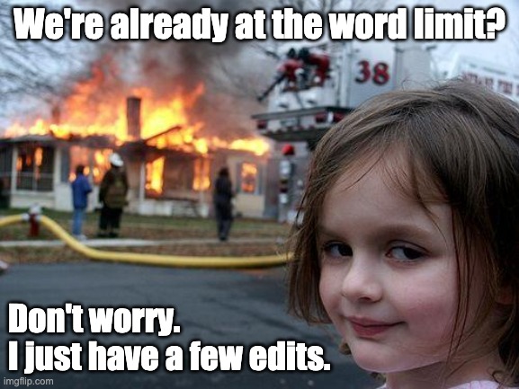 Disaster Girl Meme | We're already at the word limit? Don't worry.
I just have a few edits. | image tagged in memes,disaster girl | made w/ Imgflip meme maker
