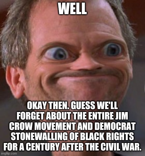 X well ok then | WELL OKAY THEN. GUESS WE'LL FORGET ABOUT THE ENTIRE JIM CROW MOVEMENT AND DEMOCRAT STONEWALLING OF BLACK RIGHTS FOR A CENTURY AFTER THE CIVI | image tagged in x well ok then | made w/ Imgflip meme maker