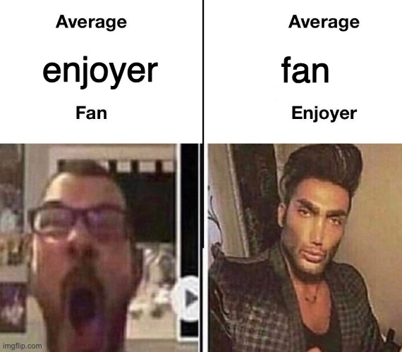 Average Fan vs. Average Enjoyer | fan; enjoyer | image tagged in average fan vs average enjoyer | made w/ Imgflip meme maker