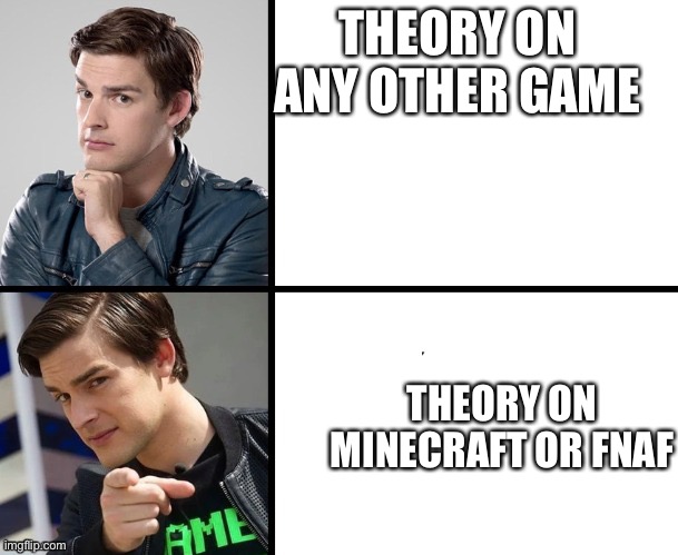 MatPat | THEORY ON ANY OTHER GAME; THEORY ON MINECRAFT OR FNAF | image tagged in matpat | made w/ Imgflip meme maker