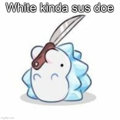 Snom has knife | White kinda sus doe | image tagged in snom has knife | made w/ Imgflip meme maker