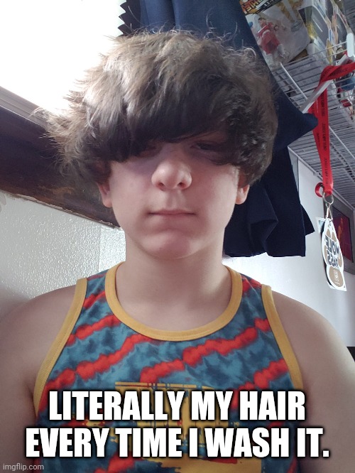 Btw people who hate GokuDrip are salty | LITERALLY MY HAIR EVERY TIME I WASH IT. | made w/ Imgflip meme maker