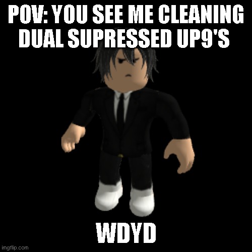 help me | POV: YOU SEE ME CLEANING DUAL SUPRESSED UP9'S; WDYD | image tagged in idk | made w/ Imgflip meme maker