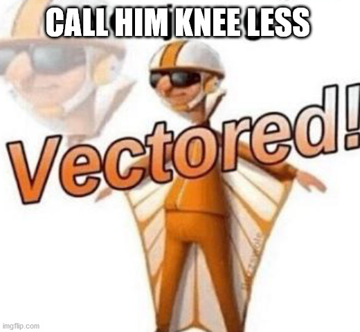 You just got vectored | CALL HIM KNEE LESS | image tagged in you just got vectored | made w/ Imgflip meme maker