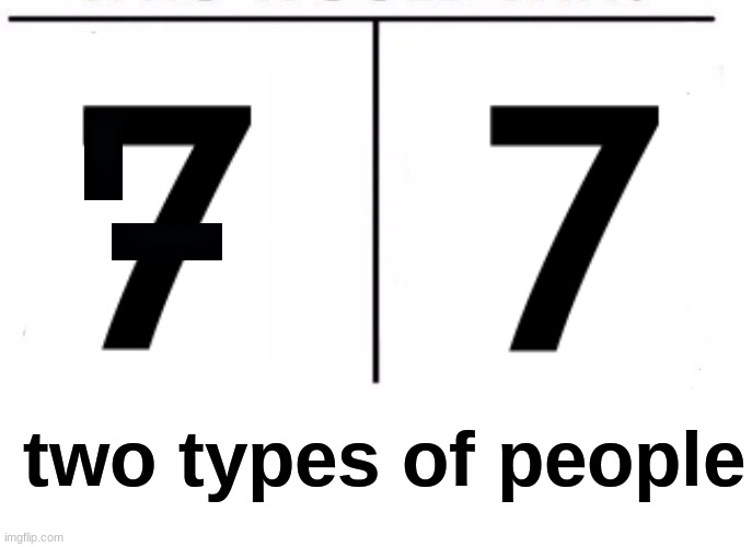 Two types of people | two types of people | image tagged in comparison table,seven,people,oh wow are you actually reading these tags | made w/ Imgflip meme maker
