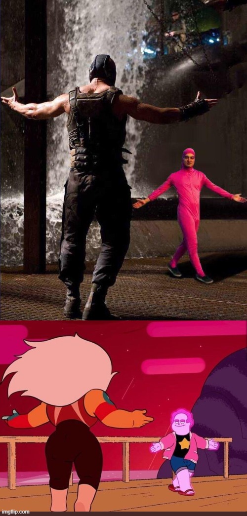 Similarities | image tagged in pink guy vs bane | made w/ Imgflip meme maker