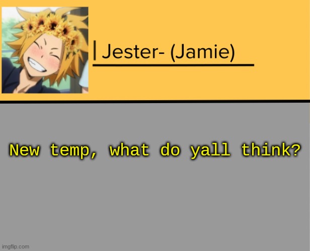 Jester Denki Temp | New temp, what do yall think? | image tagged in jester denki temp | made w/ Imgflip meme maker