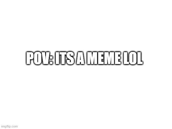 meme. | POV: ITS A MEME LOL | image tagged in blank white template | made w/ Imgflip meme maker