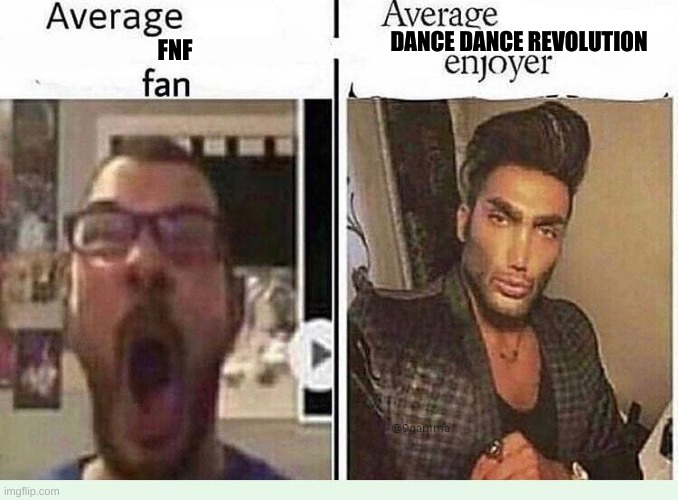 Average *BLANK* Fan VS Average *BLANK* Enjoyer | DANCE DANCE REVOLUTION; FNF | image tagged in average blank fan vs average blank enjoyer | made w/ Imgflip meme maker