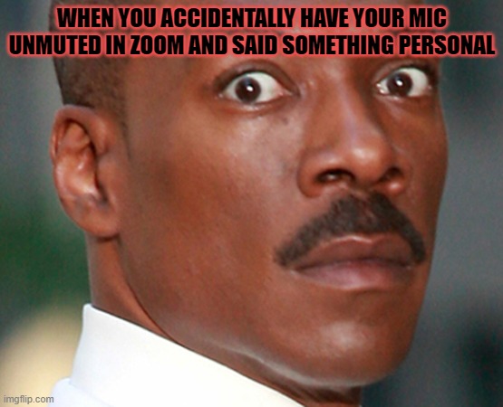 Eddie Murphy |  WHEN YOU ACCIDENTALLY HAVE YOUR MIC UNMUTED IN ZOOM AND SAID SOMETHING PERSONAL | image tagged in eddie murphy | made w/ Imgflip meme maker