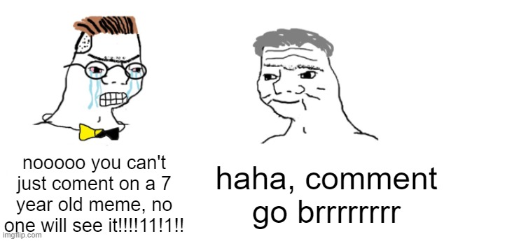 nooo haha go brrr | nooooo you can't just coment on a 7 year old meme, no one will see it!!!!11!1!! haha, comment go brrrrrrrr | image tagged in nooo haha go brrr | made w/ Imgflip meme maker