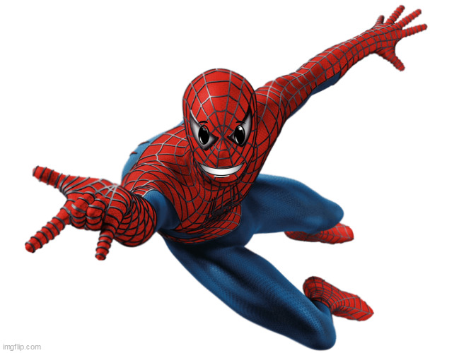 Spider-Man Smiles and stares at you | image tagged in spider-man,roblox | made w/ Imgflip meme maker