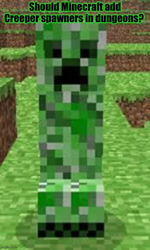 Minecraft survey #18 | Should Minecraft add Creeper spawners in dungeons? | image tagged in creeper,minecraft,survey | made w/ Imgflip meme maker