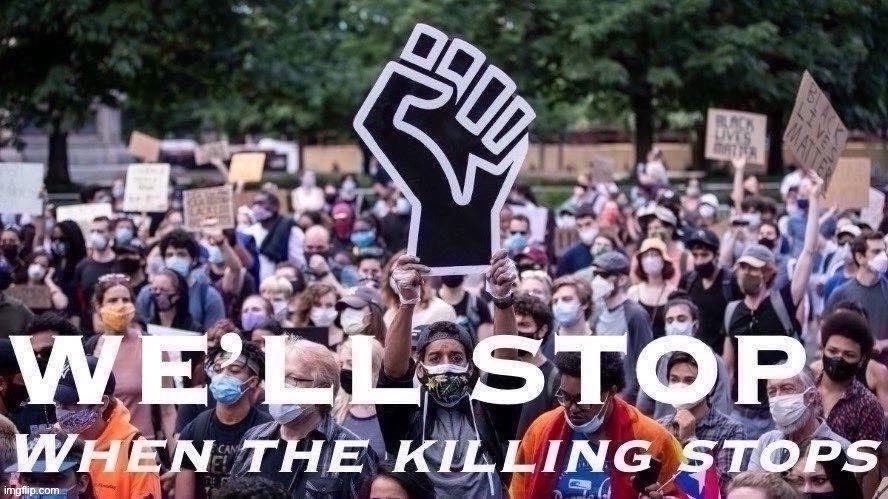 Want to stop the protests? Stop the underlying injustices. That was MLK’s message. | image tagged in blm we ll stop when the killing stops | made w/ Imgflip meme maker