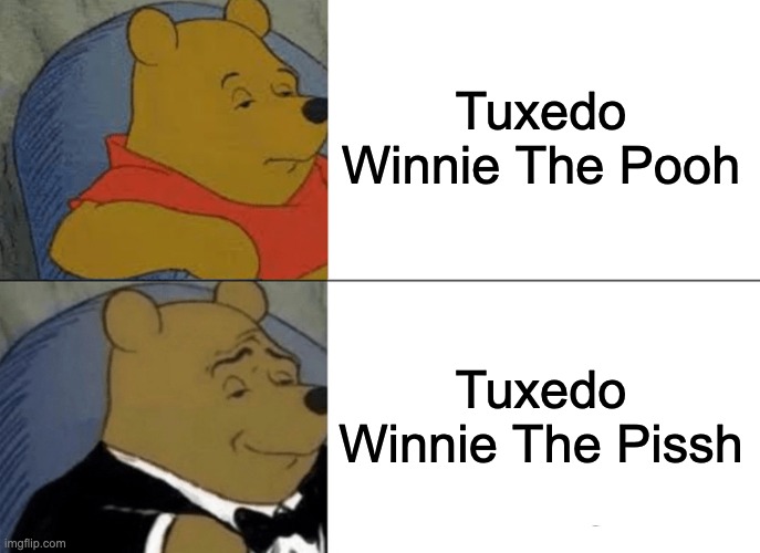 Tuxedo Winnie The Pooh Meme | Tuxedo Winnie The Pooh Tuxedo Winnie The Pissh | image tagged in memes,tuxedo winnie the pooh | made w/ Imgflip meme maker