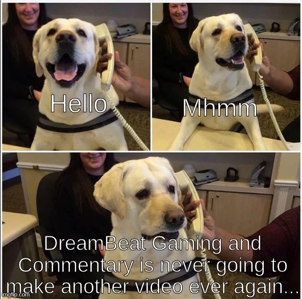 Why does DreamBeat never upload? If you don't know him he is mad funny! | Mhmm; Hello; DreamBeat Gaming and Commentary is never going to make another video ever again... | image tagged in sad news doggo | made w/ Imgflip meme maker