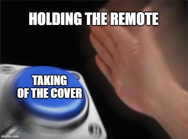 Blank Nut Button | HOLDING THE REMOTE; TAKING OF THE COVER | image tagged in memes,blank nut button | made w/ Imgflip meme maker