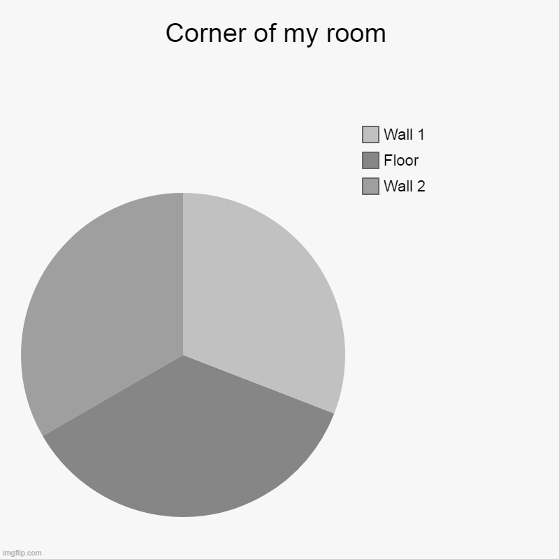 Corner of my room | Wall 2, Floor, Wall 1 | image tagged in charts,pie charts | made w/ Imgflip chart maker