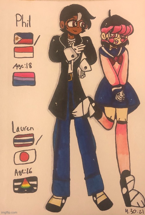 Phil and Lauren return!!!! (The lighting is trash tho) | image tagged in original character,drawings,idk | made w/ Imgflip meme maker