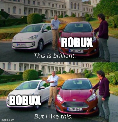 well i quit life | ROBUX; BOBUX | image tagged in this is brilliant but i like this | made w/ Imgflip meme maker