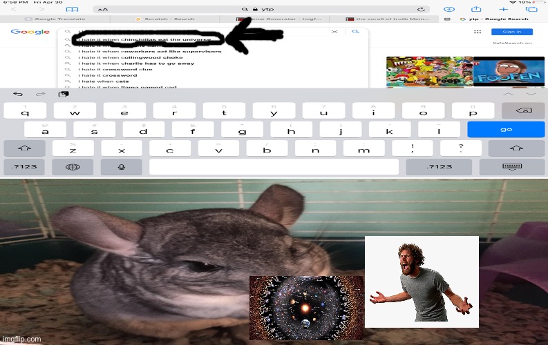 STOP EATING THE UNIVERSE!!! | image tagged in memes,chinchillas,universe | made w/ Imgflip meme maker
