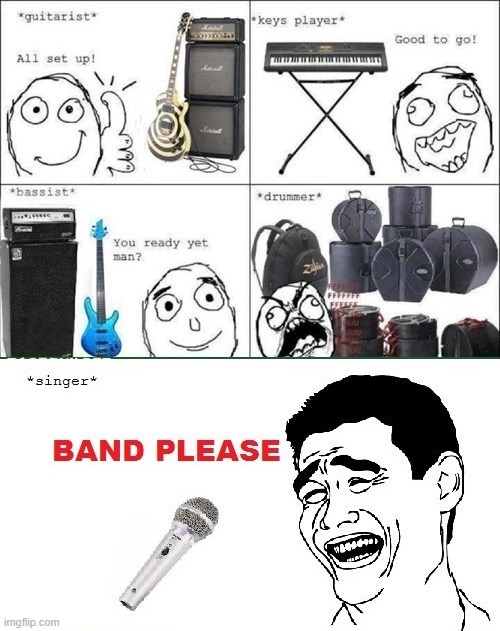 Tough luck for drummer :c | image tagged in bands,drums,funny,rage comics,comics/cartoons,memes | made w/ Imgflip meme maker