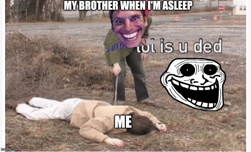 Lol is u ded | MY BROTHER WHEN I'M ASLEEP; ME | image tagged in lol is u ded | made w/ Imgflip meme maker