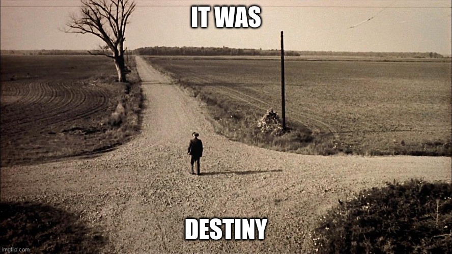 Crossroads of Destiny  | IT WAS DESTINY | image tagged in crossroads of destiny | made w/ Imgflip meme maker