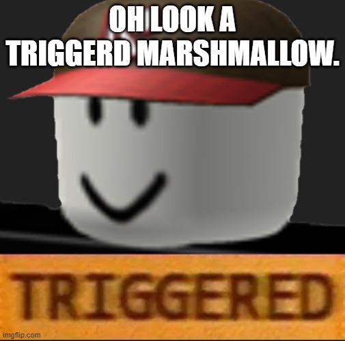 Roblox Triggered | OH LOOK A TRIGGERD MARSHMALLOW. | image tagged in roblox triggered | made w/ Imgflip meme maker