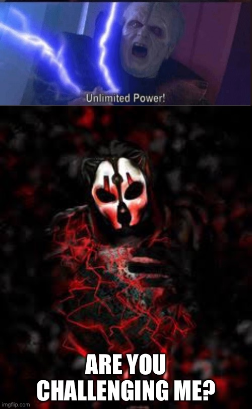 Darth Nihilus would one-shot Darth Sidious (Palpatine) if he was still alive | ARE YOU CHALLENGING ME? | image tagged in darth nihilus is hungry | made w/ Imgflip meme maker