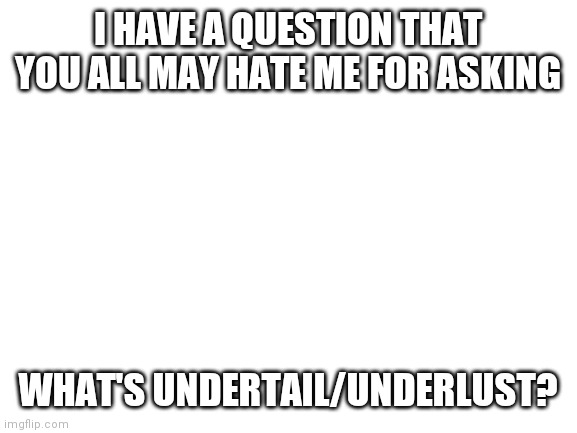 These are legitimate questions | I HAVE A QUESTION THAT YOU ALL MAY HATE ME FOR ASKING; WHAT'S UNDERTAIL/UNDERLUST? | image tagged in blank white template | made w/ Imgflip meme maker