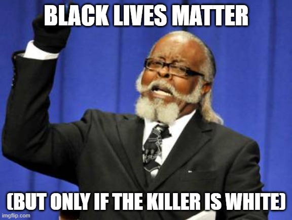 Black Lives Matter | BLACK LIVES MATTER; (BUT ONLY IF THE KILLER IS WHITE) | image tagged in memes,too damn high | made w/ Imgflip meme maker