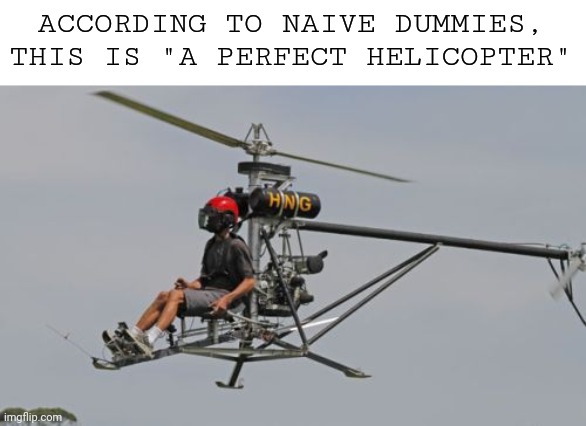 ACCORDING TO NAIVE DUMMIES, THIS IS "A PERFECT HELICOPTER" | image tagged in memes | made w/ Imgflip meme maker
